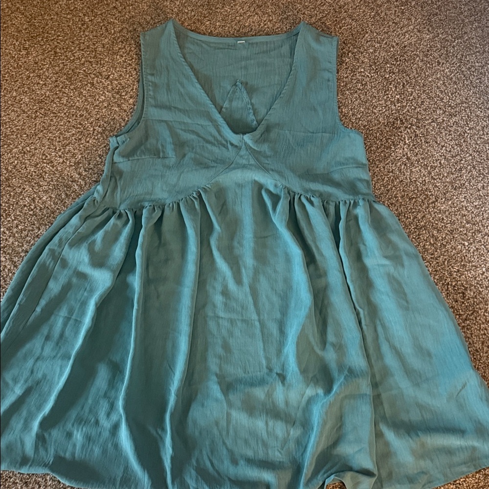 SHEIN Teal Sleeveless Midi Dress